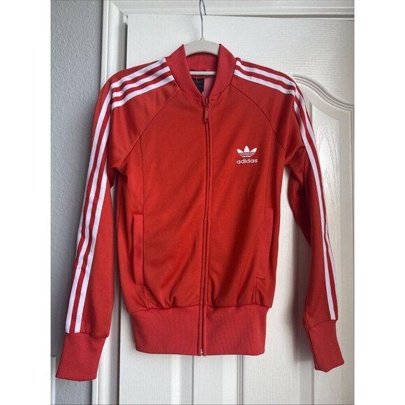 adidas Jackets & Blazers - Vintage Orange Adidas Track Jacket Full ZipLong Sleeve 3 stripe trefoil Size XS